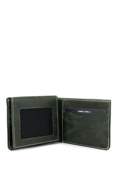  Tamer Tanca Erkek Hakiki Deri  Yeşil Cüzdan