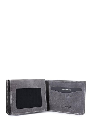  Tamer Tanca Erkek Hakiki Deri Gri Cüzdan