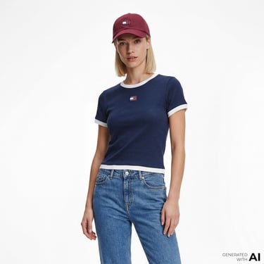  Tommy Hilfiger Badge Kadın Lacivert T-Shirt
