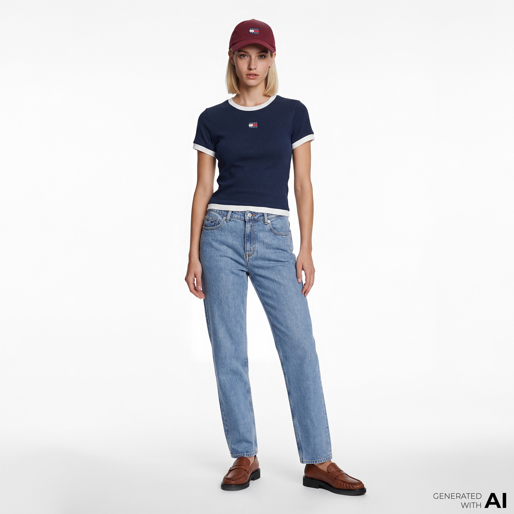 Tommy Hilfiger Badge Kadın Lacivert T-Shirt