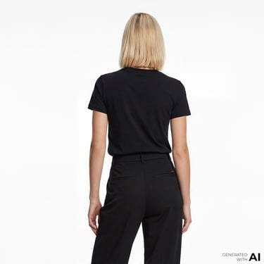  Tommy Hilfiger Flag Kadın Siyah T-Shirt