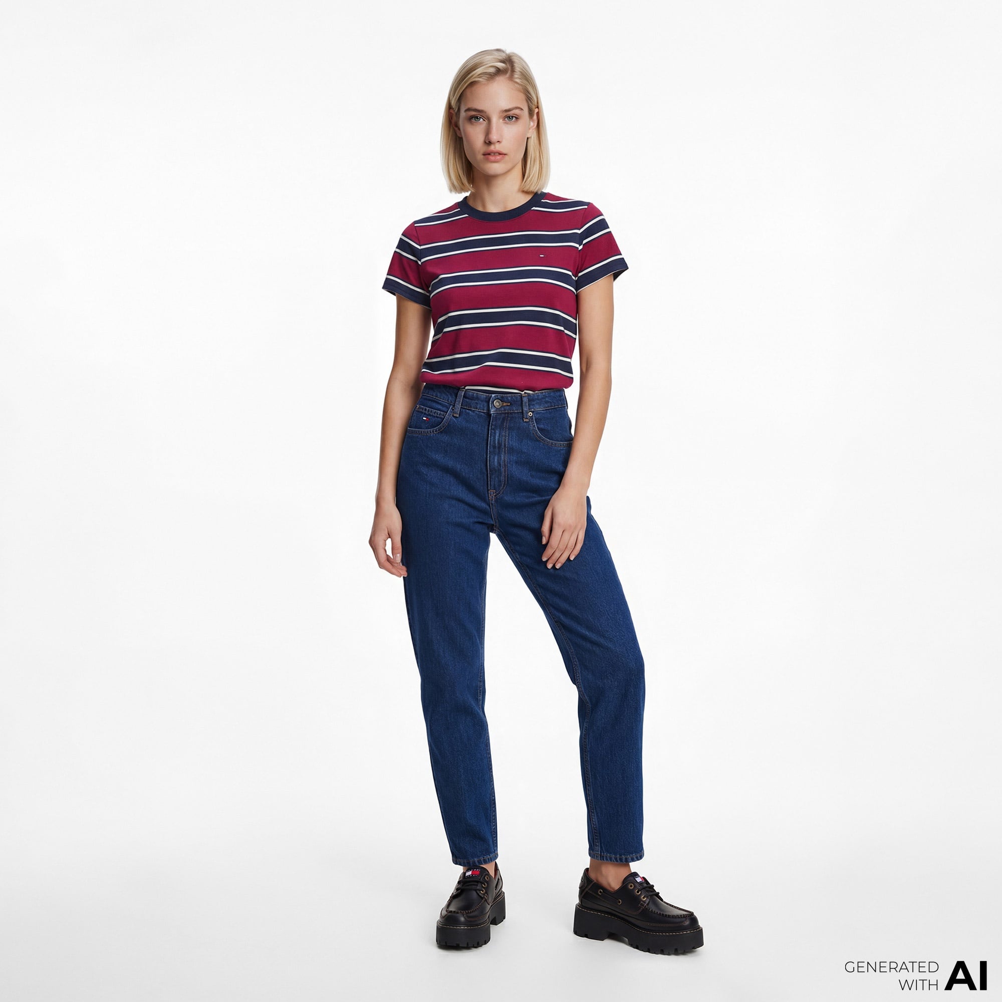 Tommy Hilfiger Denim Essentials Kadın Bordo T-Shirt