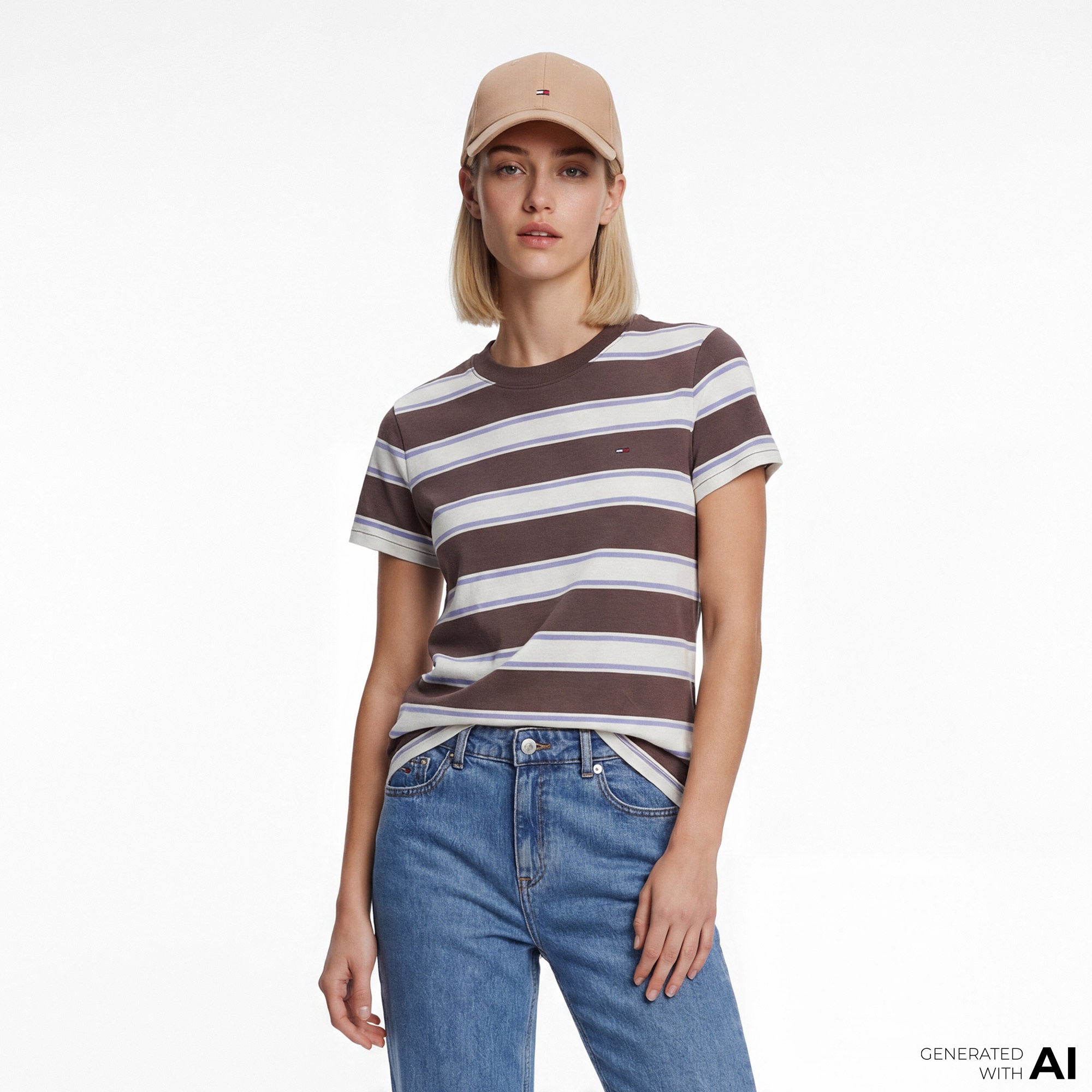 Tommy Hilfiger Denim Essentials Kadın Kahverengi T-Shirt