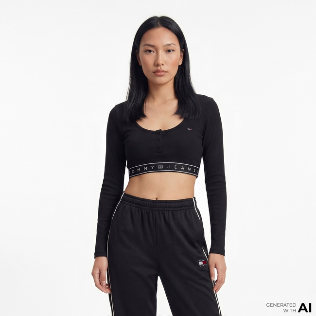  Tommy Hilfiger D3 Kadın Siyah Uzun Kollu T-Shirt