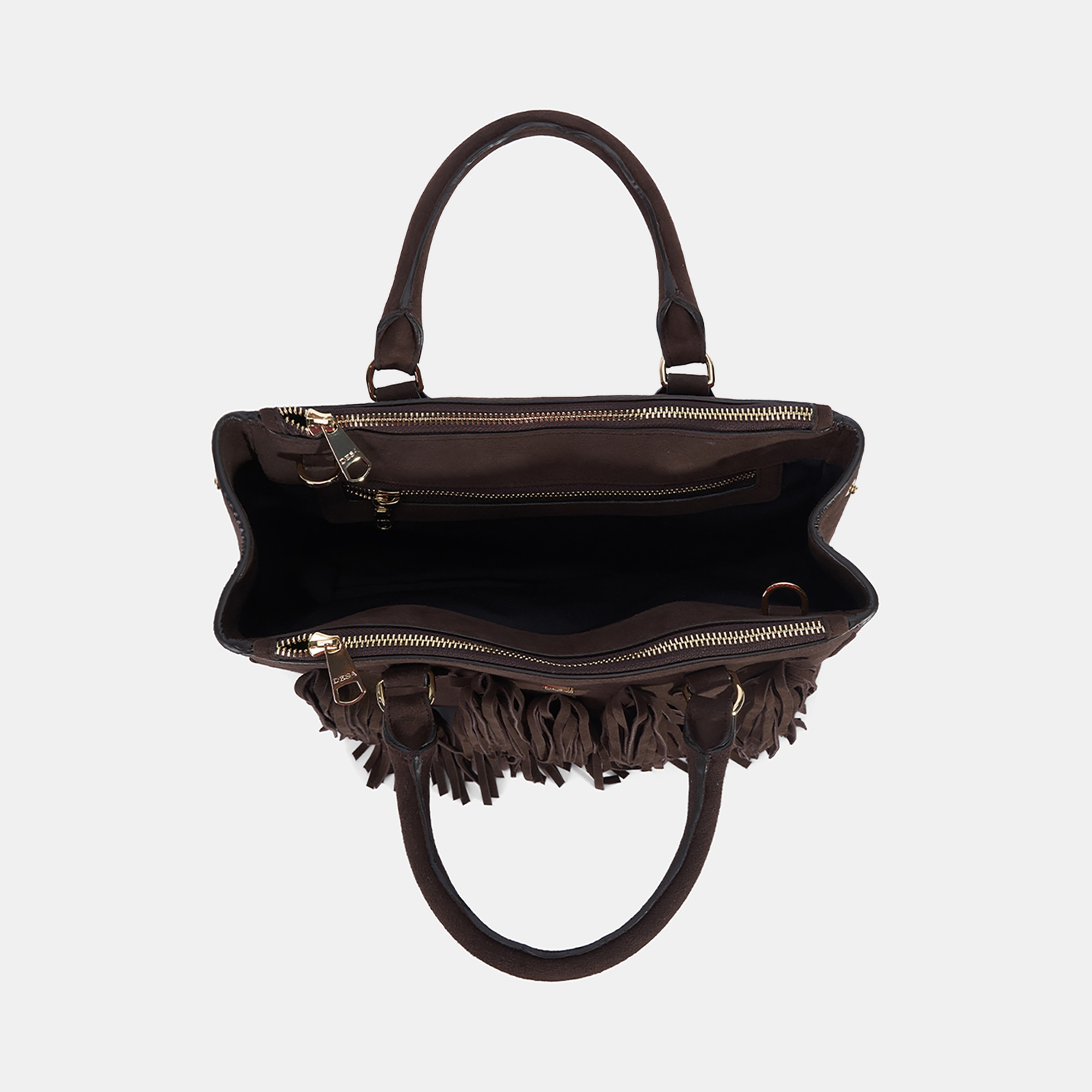 Kadın Acı Kahve Püskül Detaylı Süet El Çantası