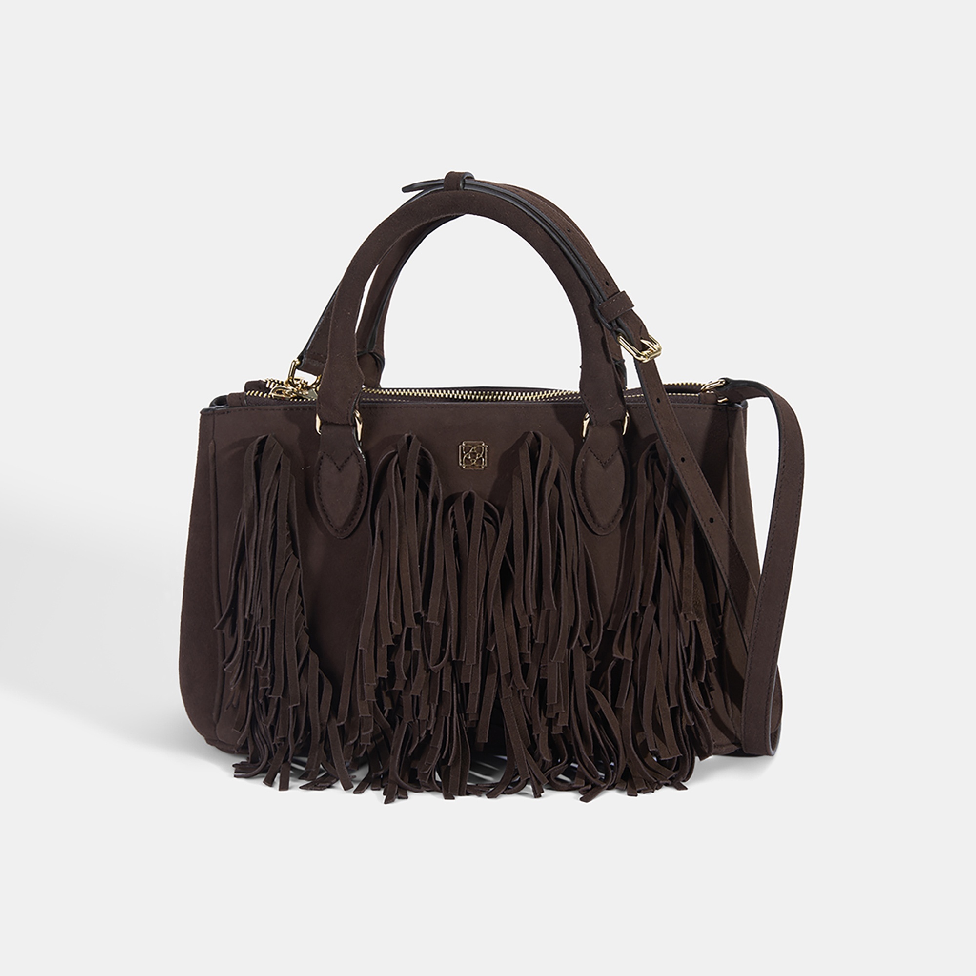 Kadın Acı Kahve Püskül Detaylı Süet El Çantası