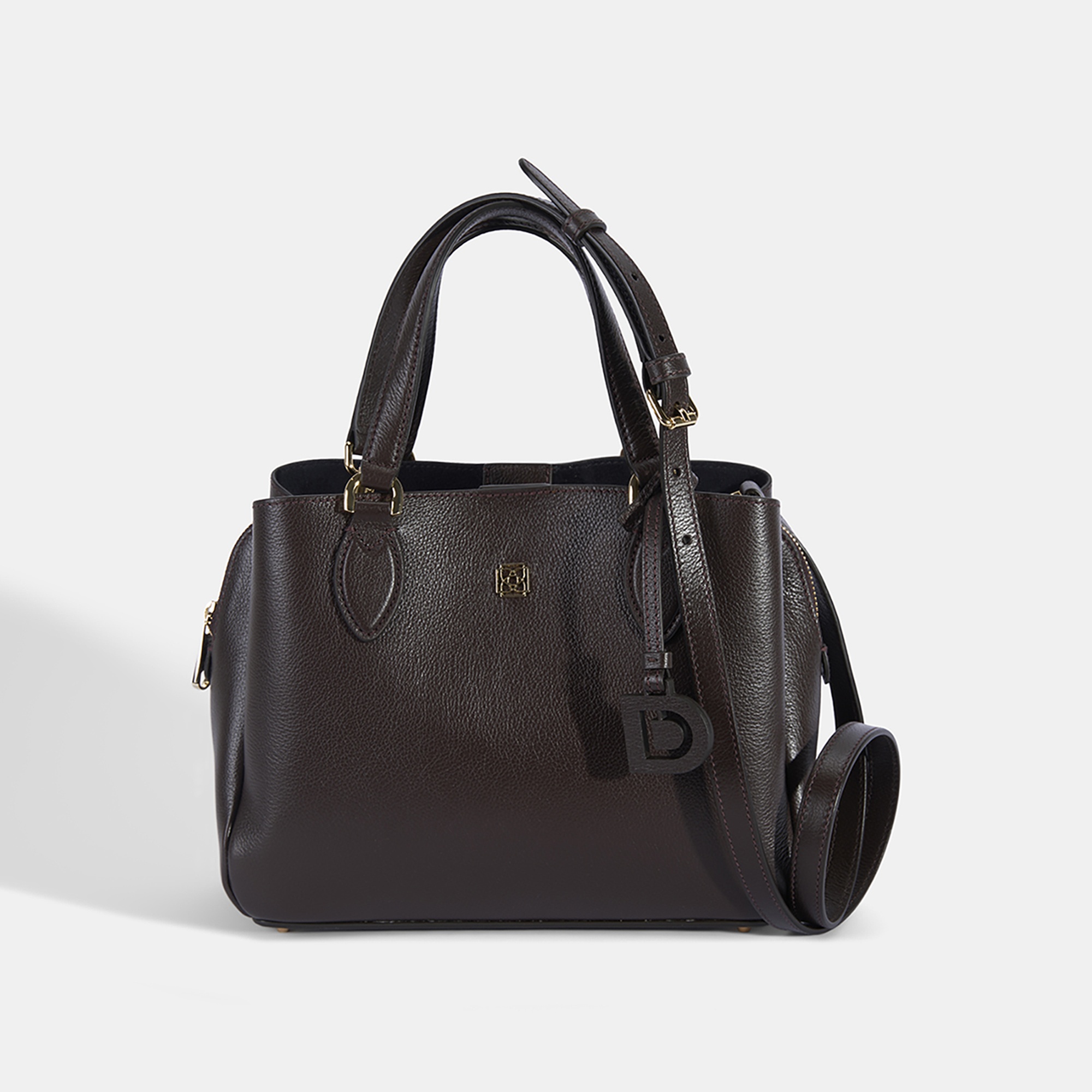 Kadın Kahve D Logolu Deri El Çantası