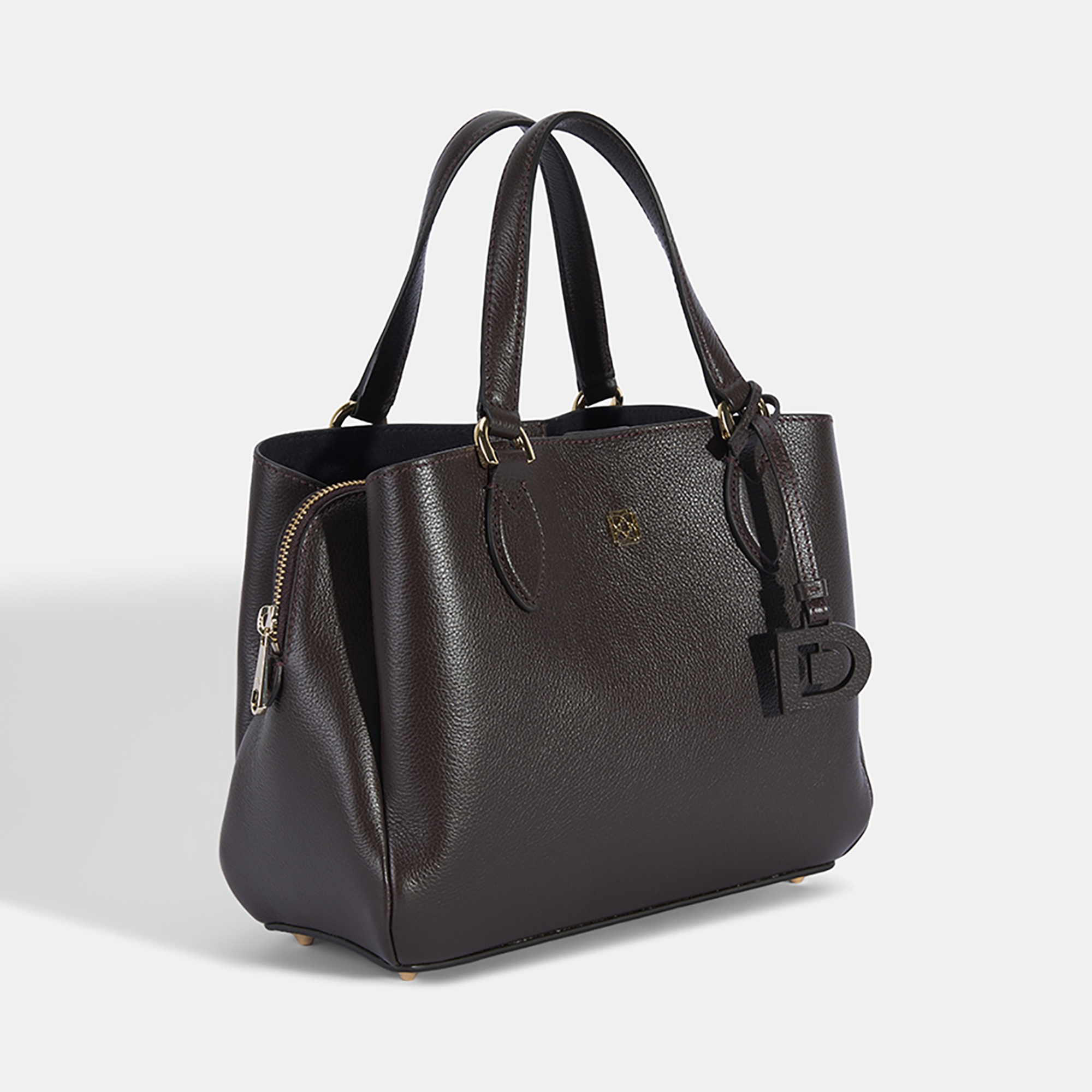 Kadın Kahve D Logolu Deri El Çantası