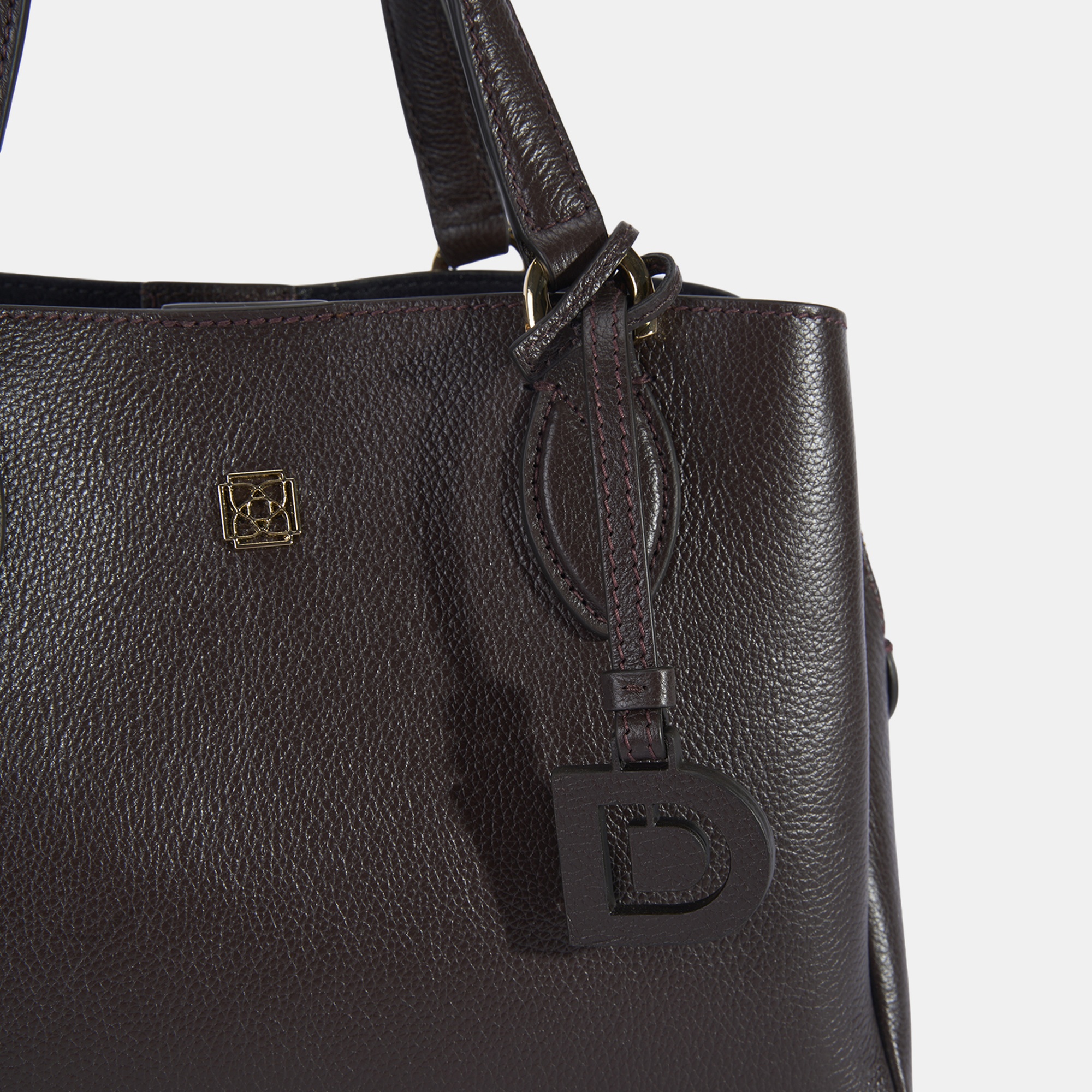 Kadın Kahve D Logolu Deri El Çantası