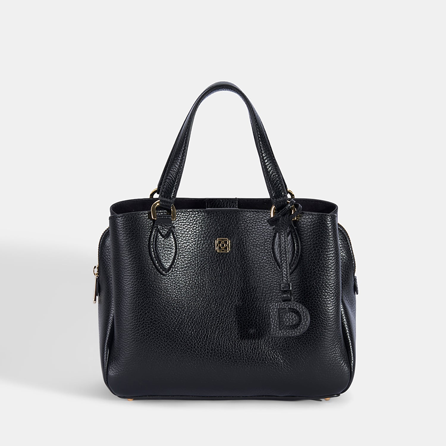  Kadın Siyah D Logolu Deri El Çantası