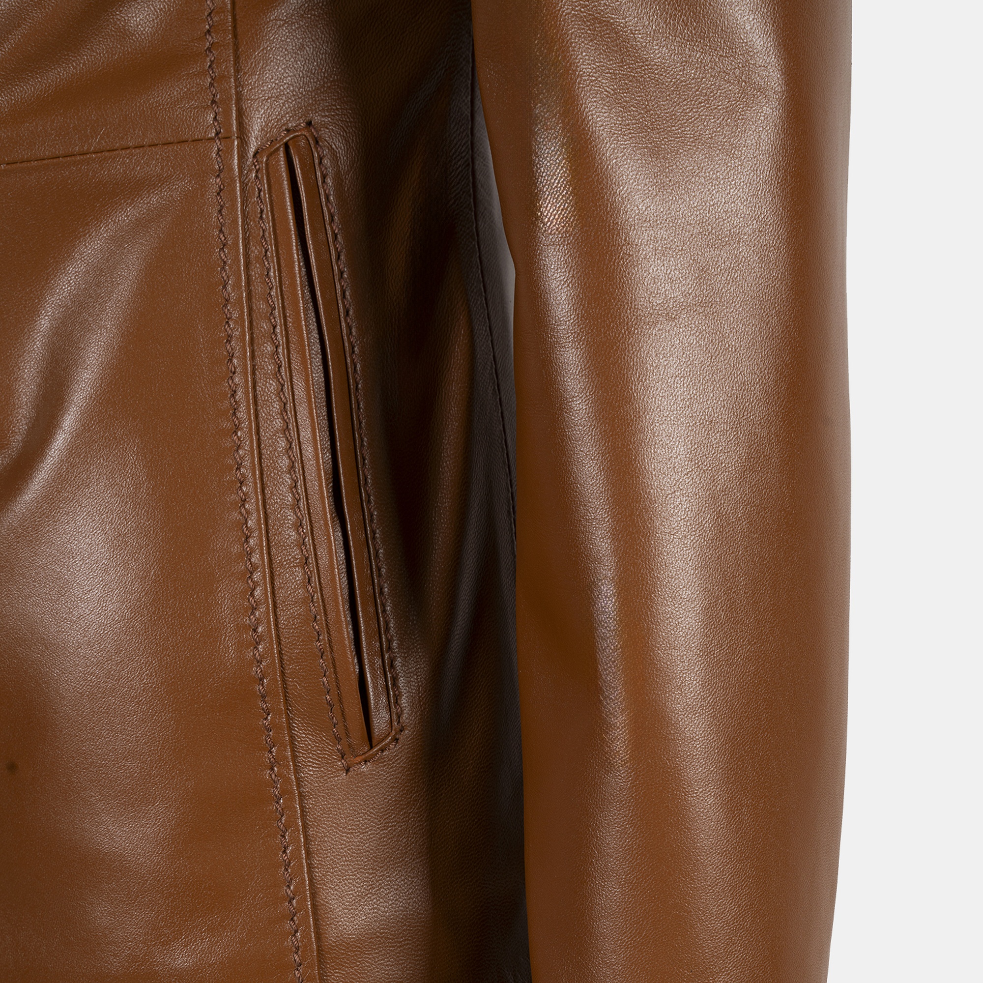 Kadın Taba Yüksek Hakim Yakalı Deri Ceket