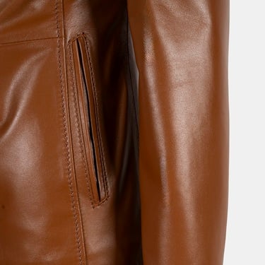  Kadın Taba Yüksek Hakim Yakalı Deri Ceket