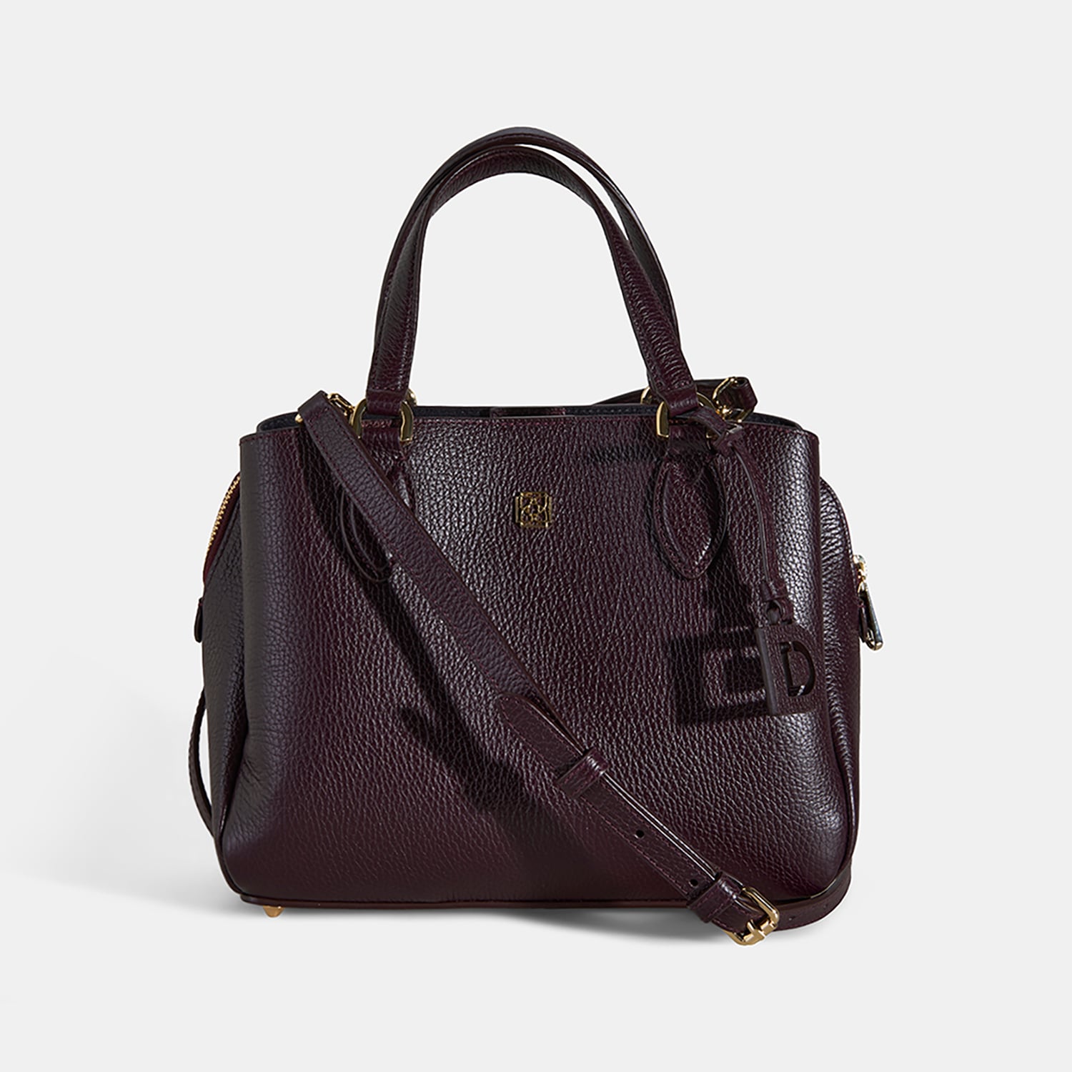 Kadın Bordo D Logolu Deri El Çantası