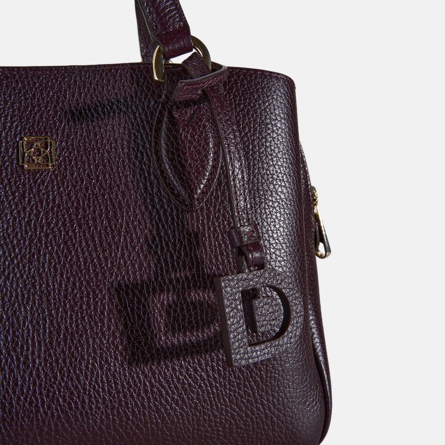 Kadın Bordo D Logolu Deri El Çantası