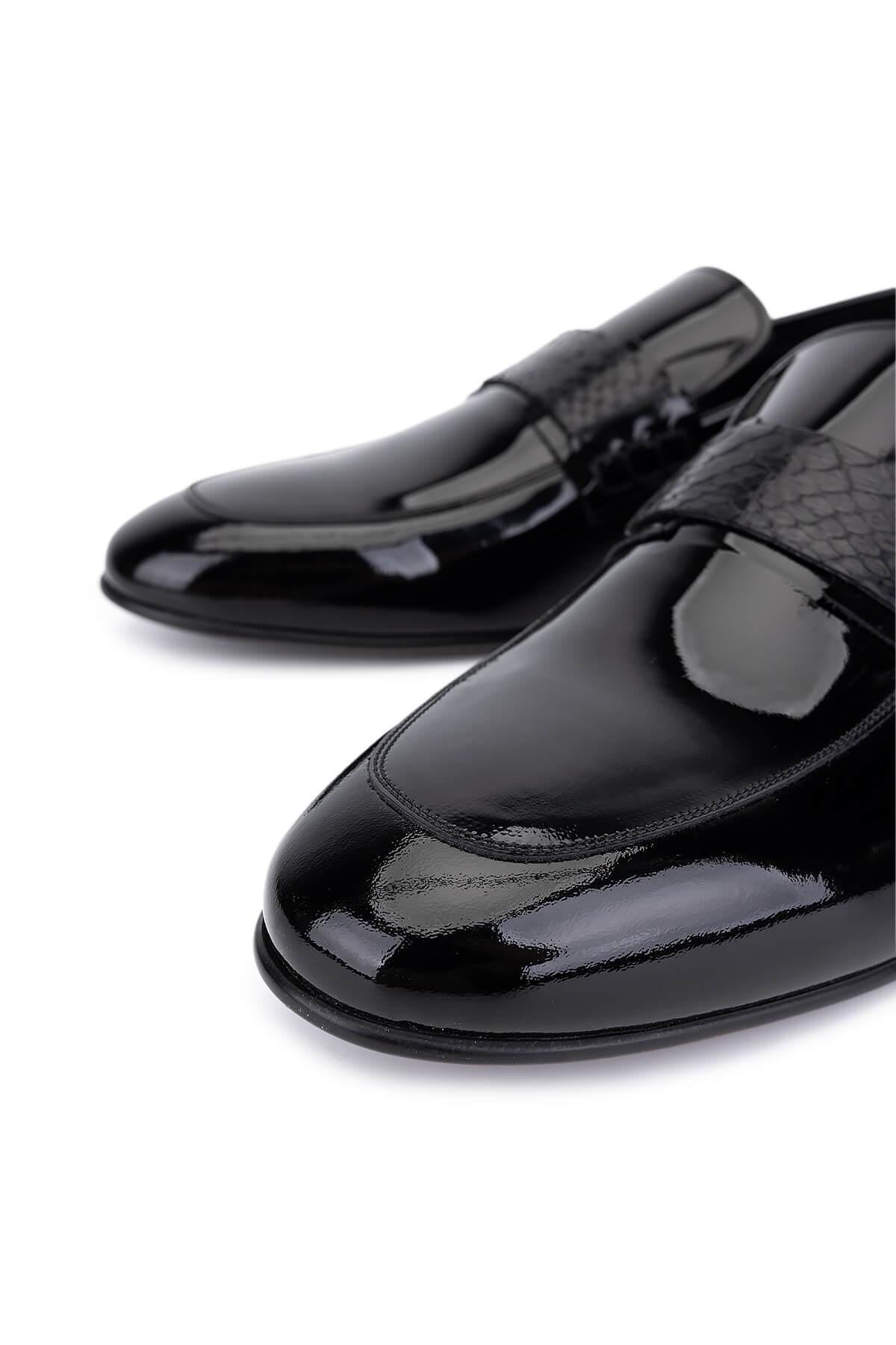 Tamer Tanca Erkek Hakiki Deri Siyah Rugan Klasik Ayakkabı