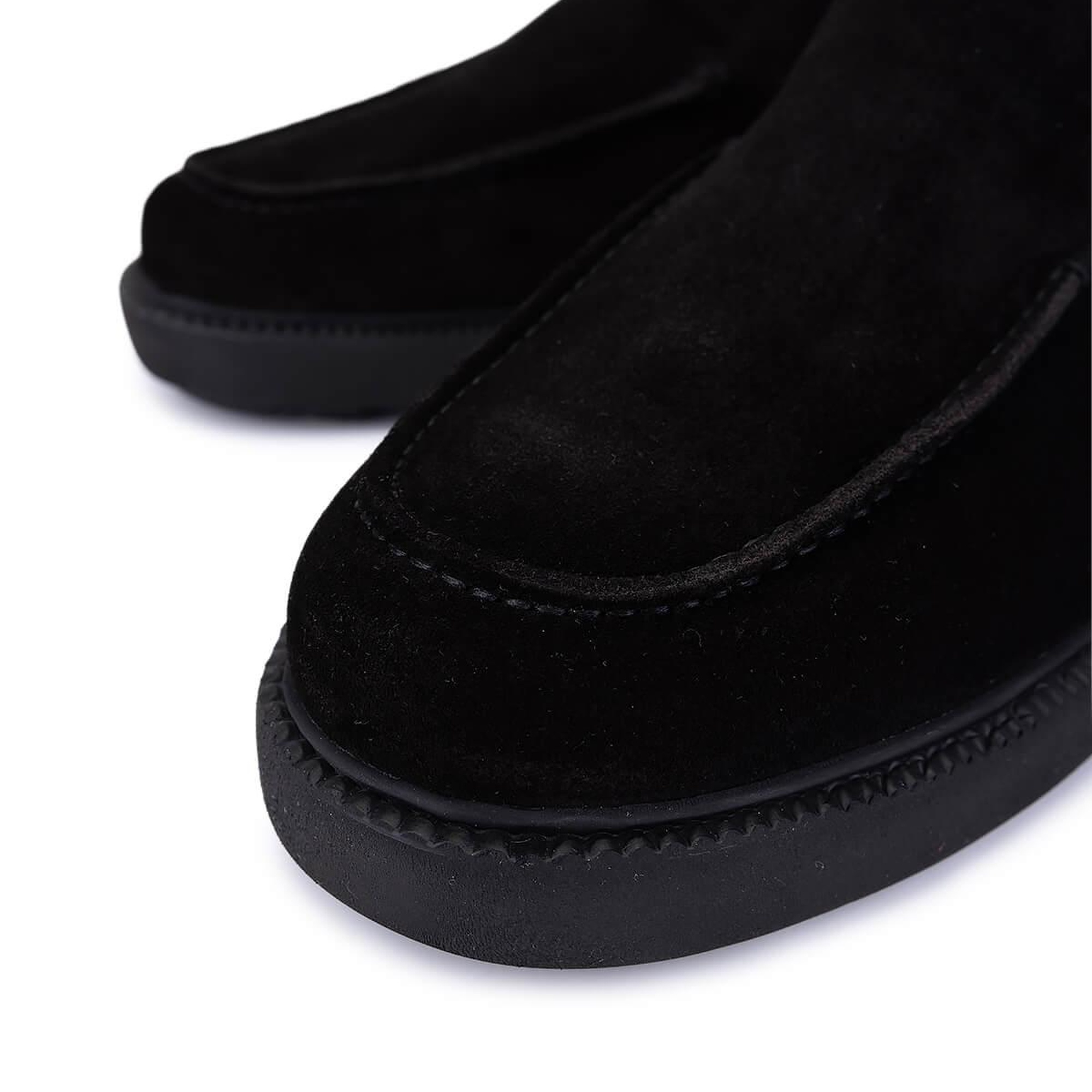 Tamer Tanca Erkek Hakiki Deri Siyah Süet Loafer Ayakkabı