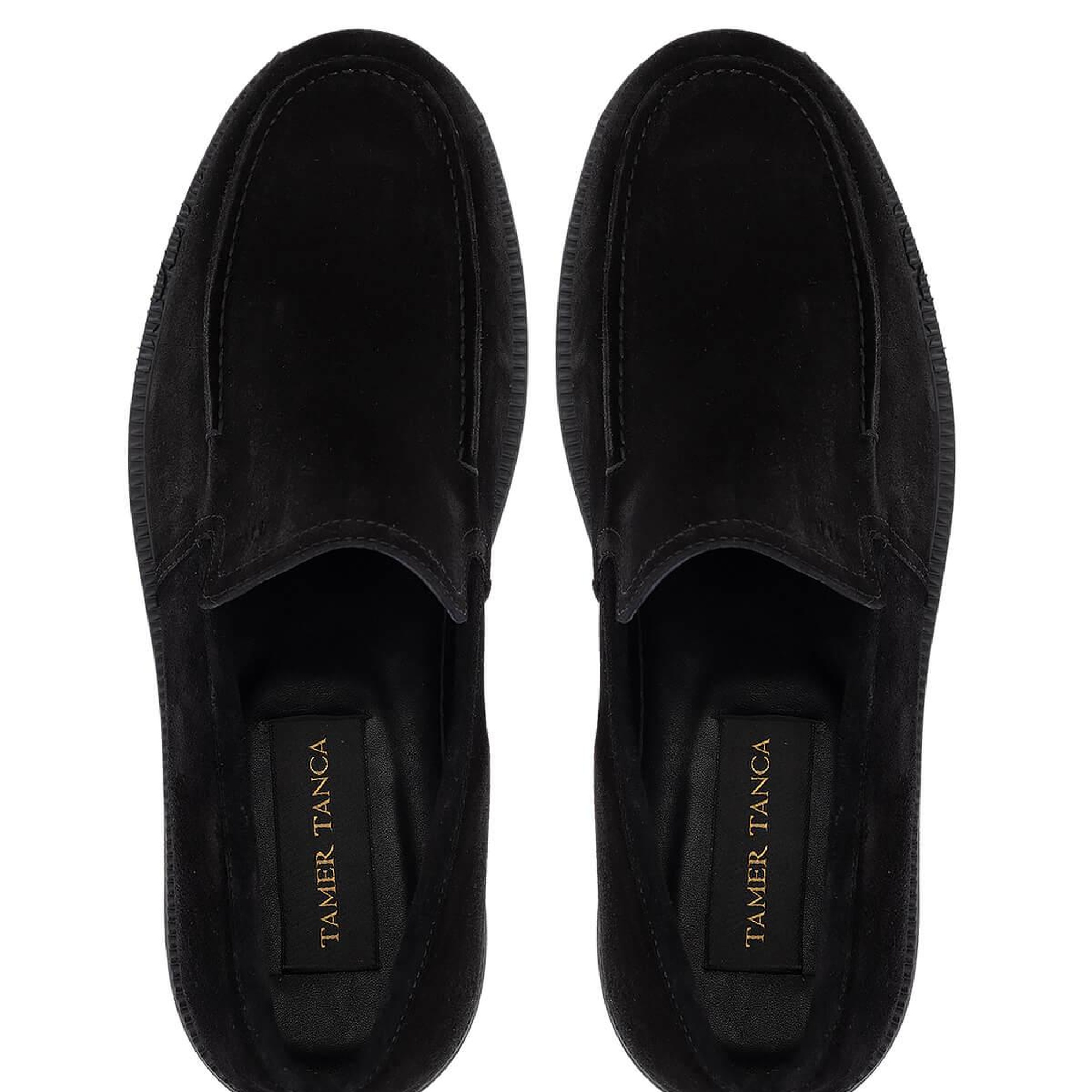 Tamer Tanca Erkek Hakiki Deri Siyah Süet Loafer Ayakkabı
