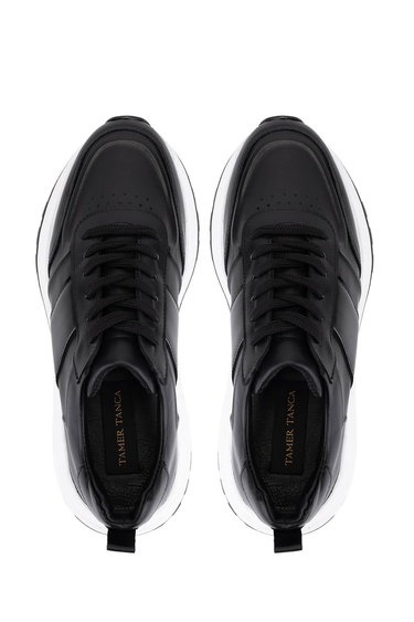  Tamer Tanca Erkek Hakiki Deri Siyah Sneakers & Spor Ayakkabı