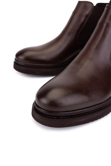  Tamer Tanca Erkek Hakiki Deri Kahverengi Casual Bot