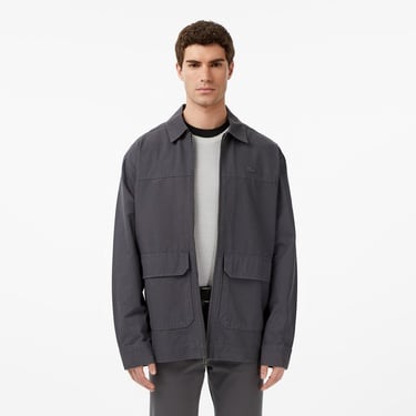  Lacoste Erkek Relaxed Fit Fermuarlı Koyu Gri Dış Gömlek