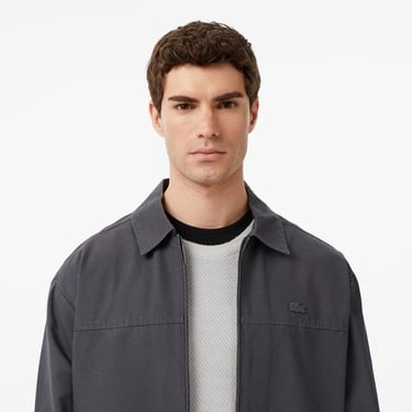  Lacoste Erkek Relaxed Fit Fermuarlı Koyu Gri Dış Gömlek