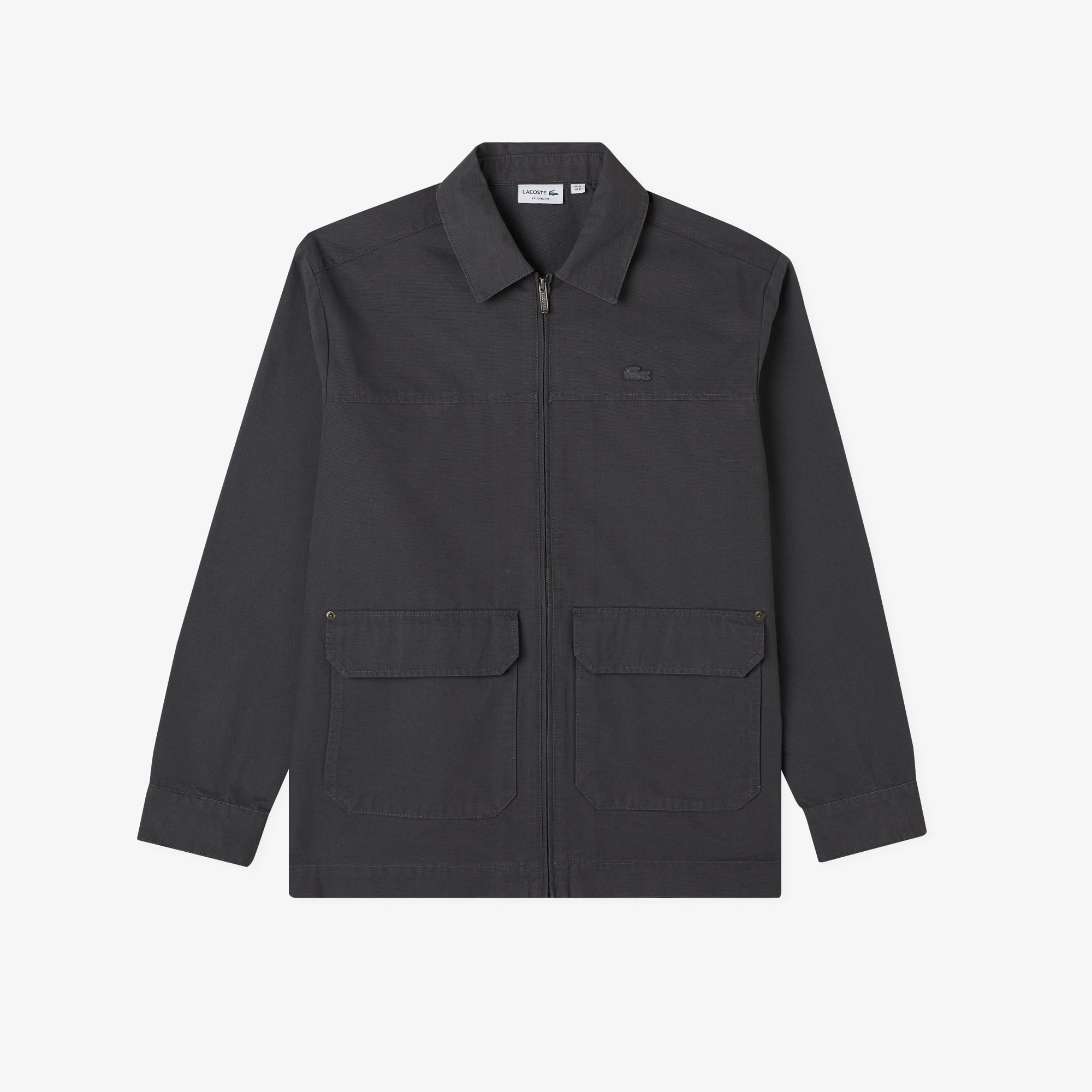 Lacoste Erkek Relaxed Fit Fermuarlı Koyu Gri Dış Gömlek