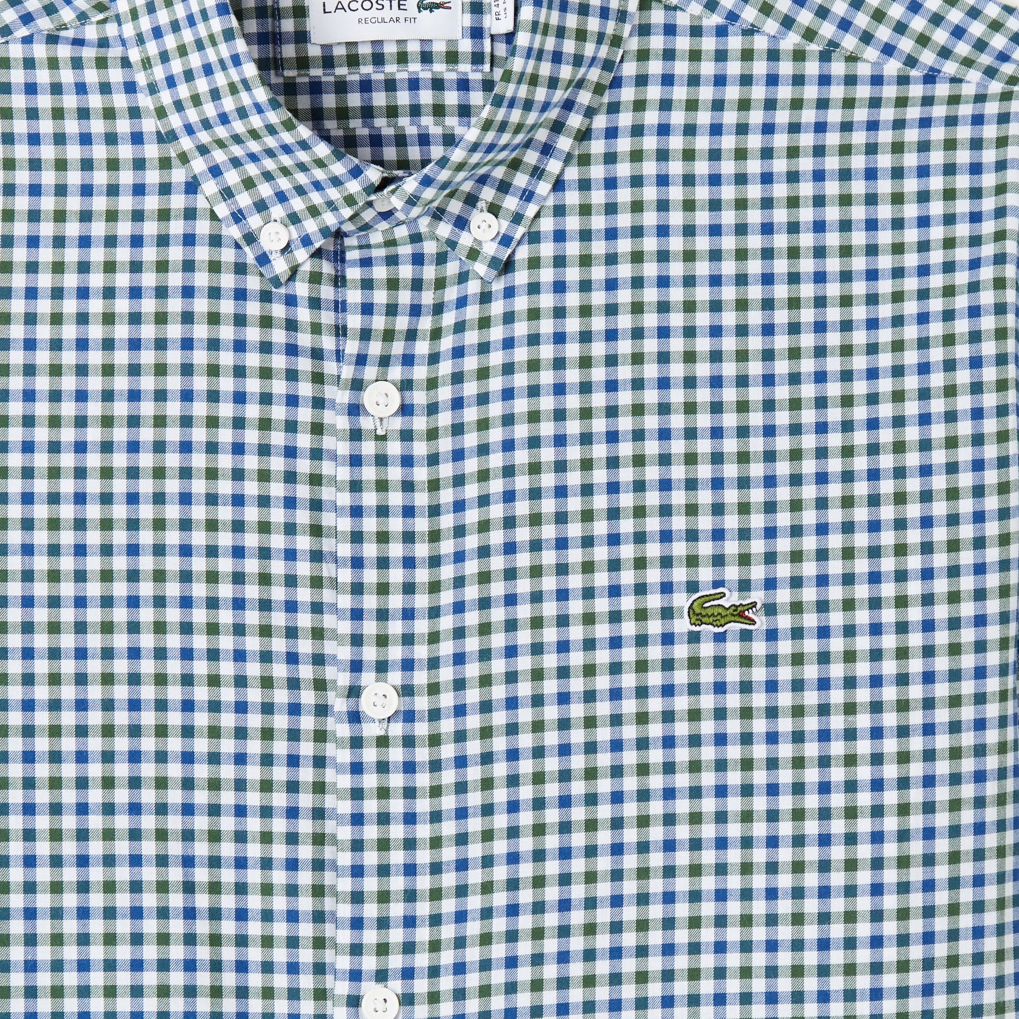 Lacoste Erkek Regular Fit Düğmeli Yaka Kareli Lacivert Gömlek