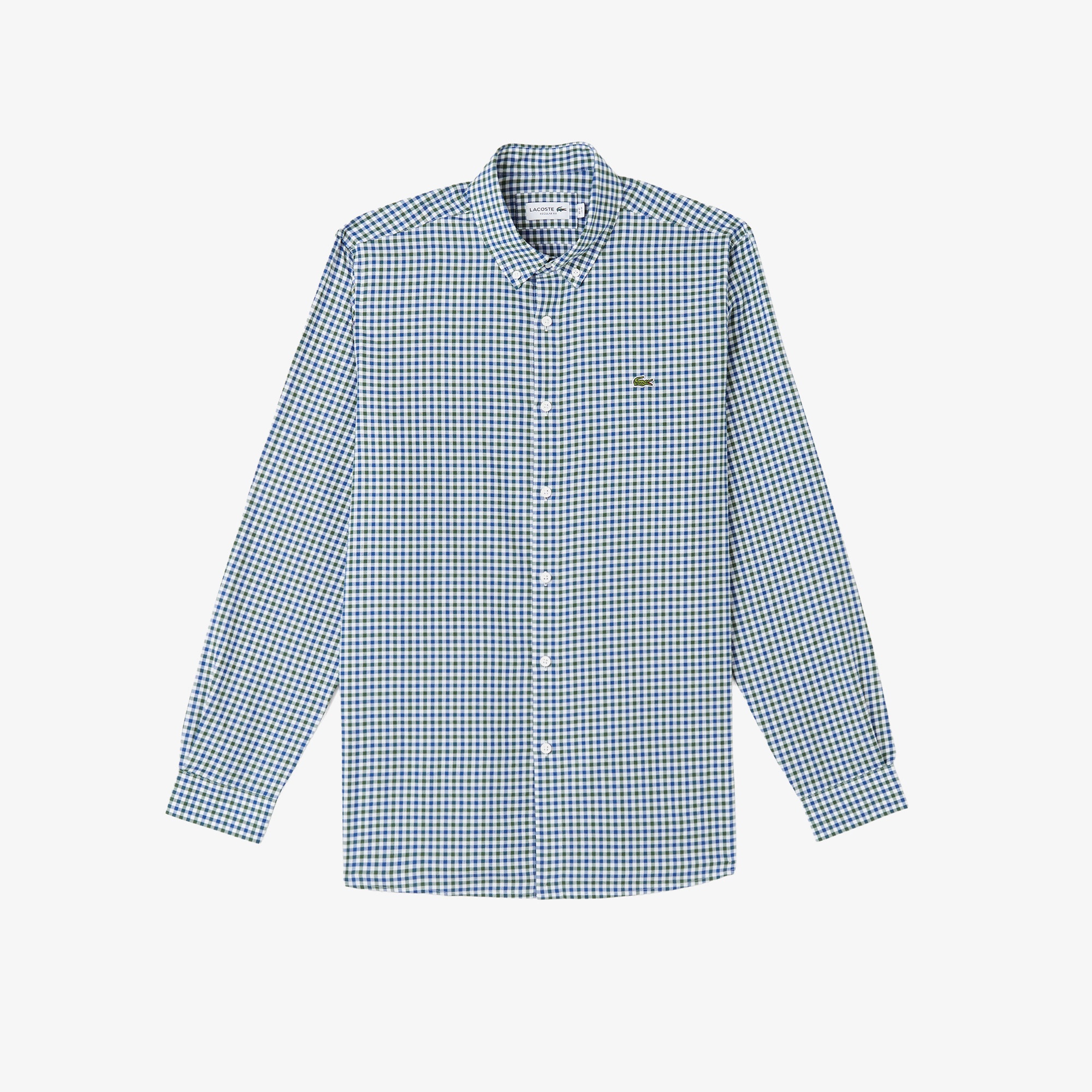 Lacoste Erkek Regular Fit Düğmeli Yaka Kareli Lacivert Gömlek