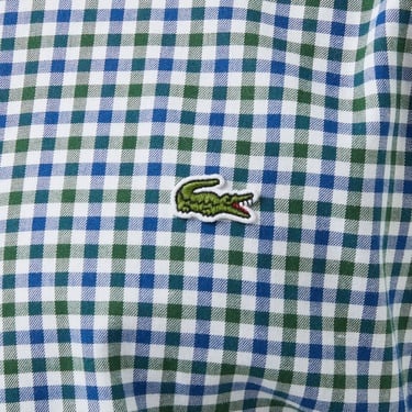  Lacoste Erkek Regular Fit Düğmeli Yaka Kareli Lacivert Gömlek