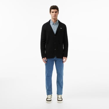  Lacoste Erkek Regular Fit Düğmeli Yaka Kareli Lacivert Gömlek