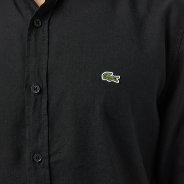  Lacoste Erkek Regular Fit Keten Siyah Gömlek