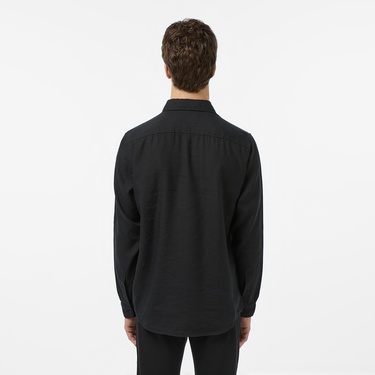  Lacoste Erkek Regular Fit Keten Siyah Gömlek