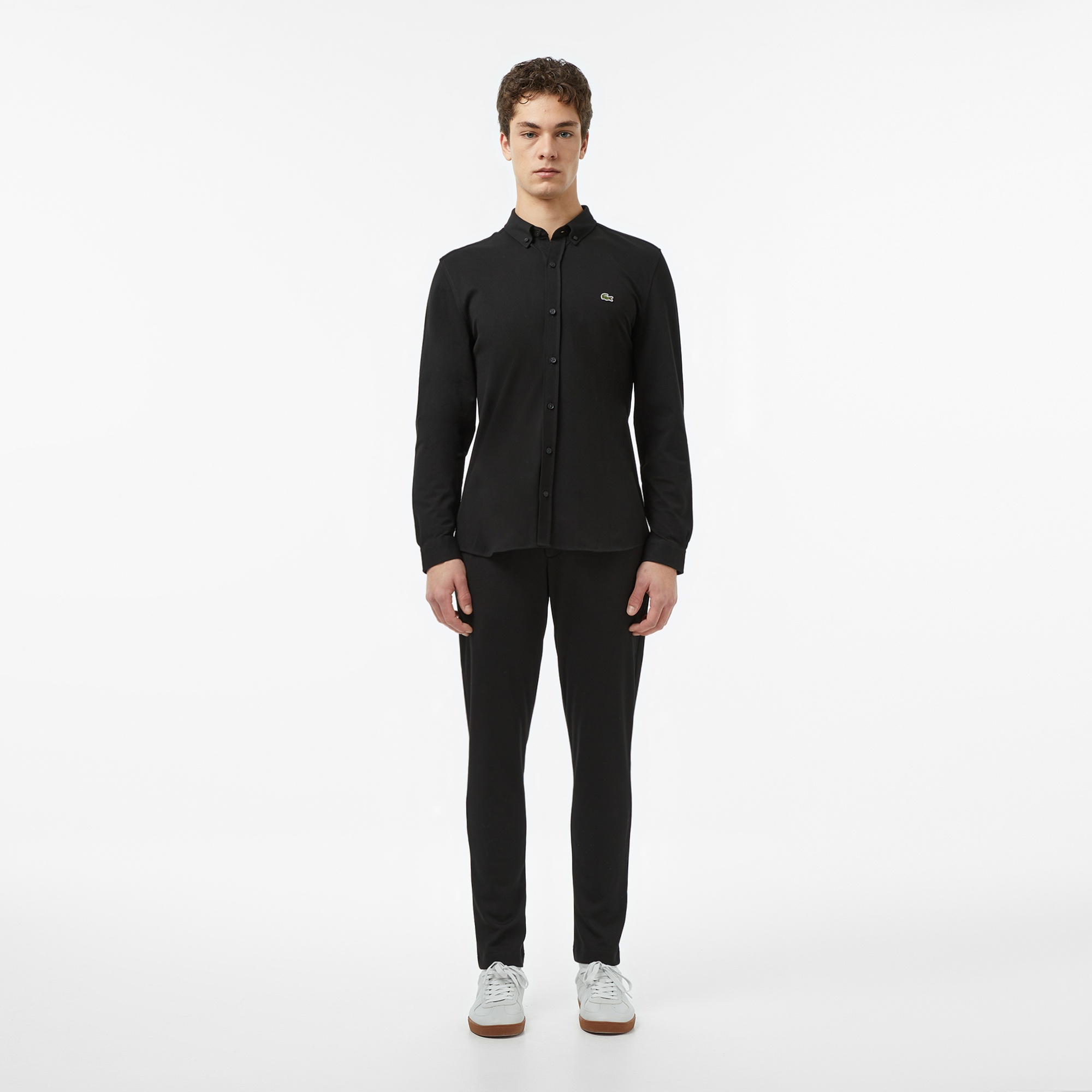 Lacoste Erkek Slim Fit Düğmeli Yaka Siyah Gömlek