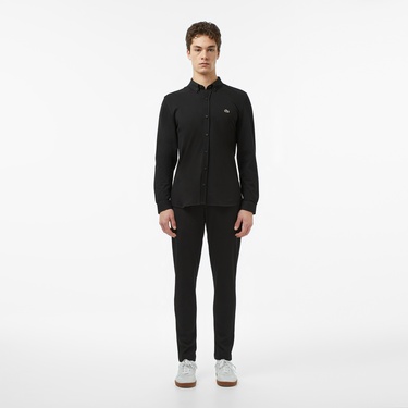  Lacoste Erkek Slim Fit Düğmeli Yaka Siyah Gömlek