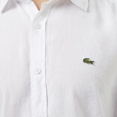  Lacoste Erkek Regular Fit Keten Beyaz Gömlek