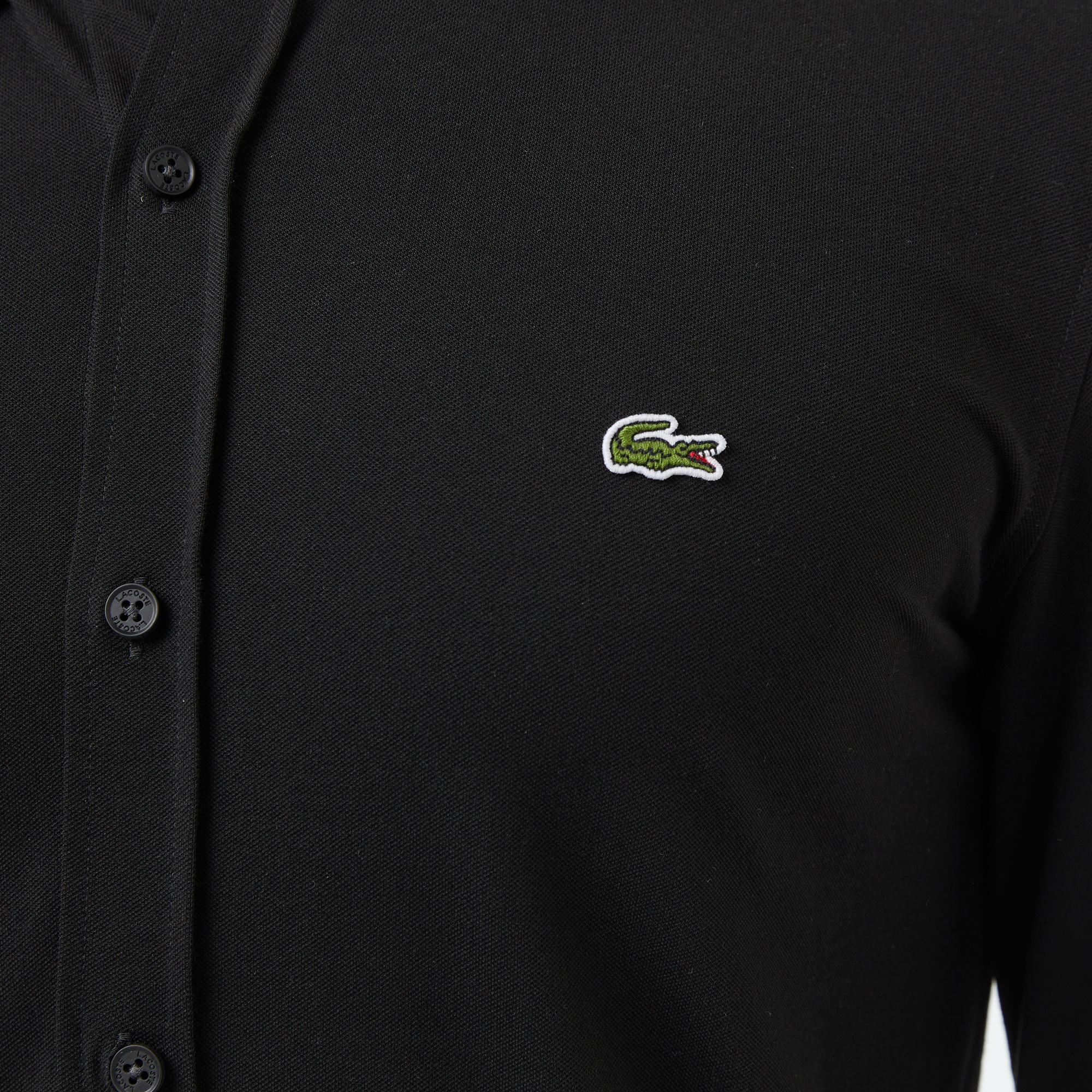 Lacoste Erkek Slim Fit Düğmeli Yaka Siyah Gömlek