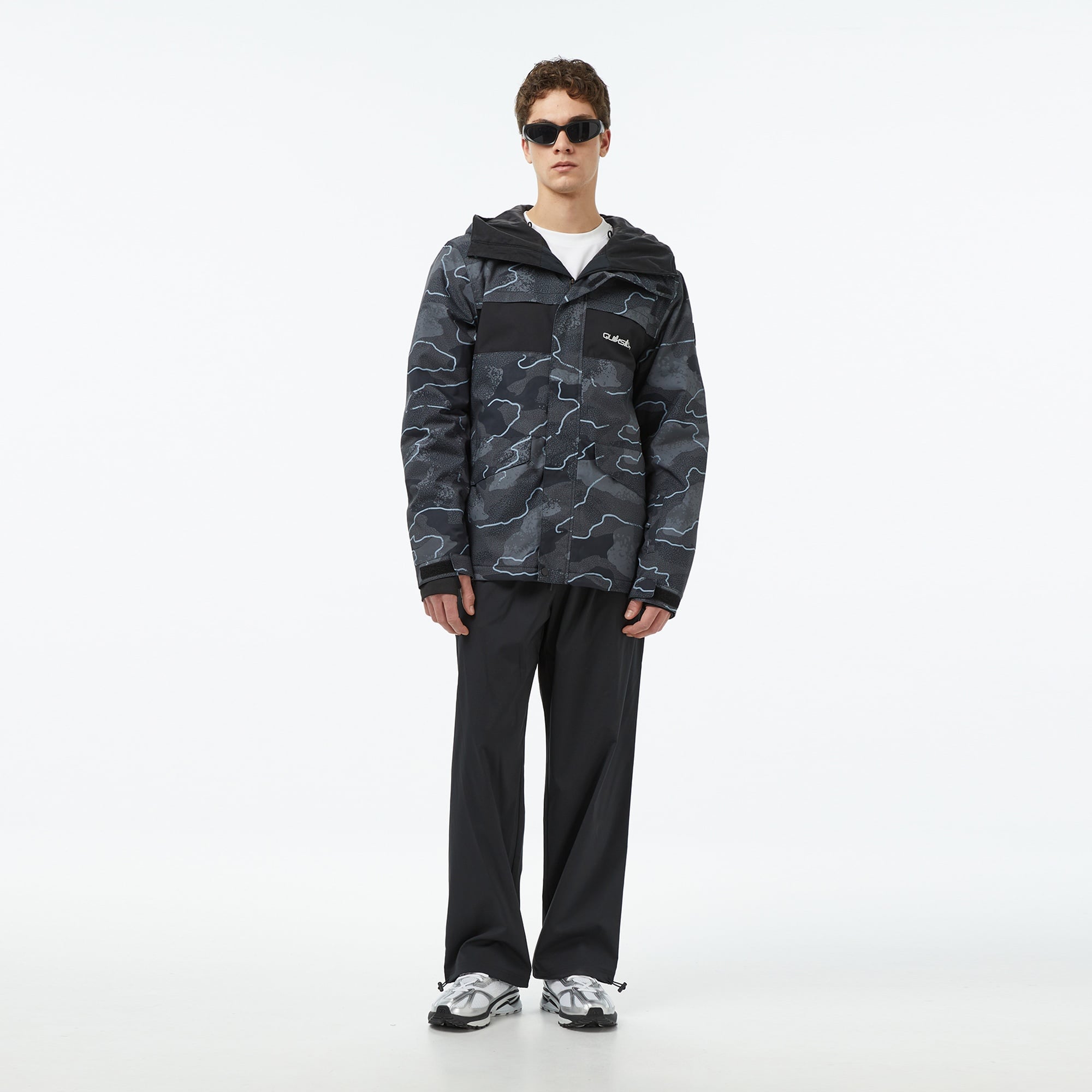 Quiksilver Mission Printed Block Erkek Gri Kayak Montu