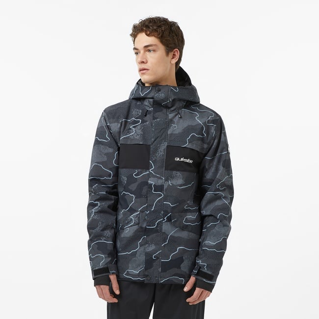  Quiksilver Mission Printed Block Erkek Gri Kayak Montu
