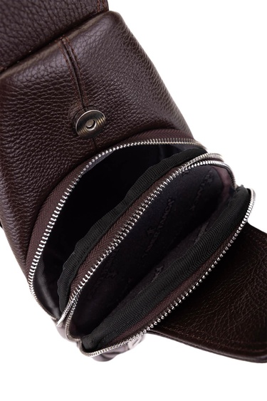  Tamer Tanca Erkek Hakiki Deri Kahverengi Body Bag Çanta