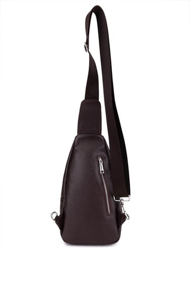  Tamer Tanca Erkek Hakiki Deri Kahverengi Body Bag Çanta