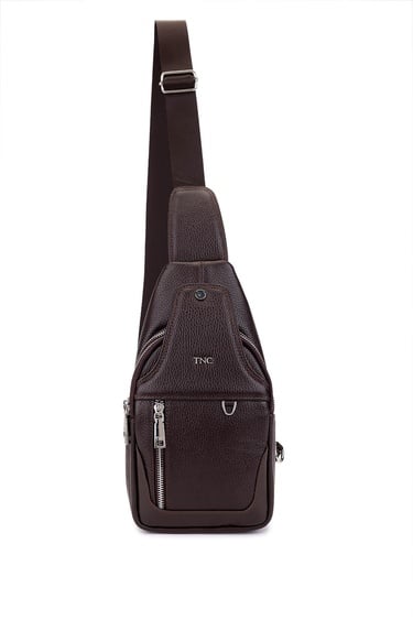  Tamer Tanca Erkek Hakiki Deri Kahverengi Body Bag Çanta