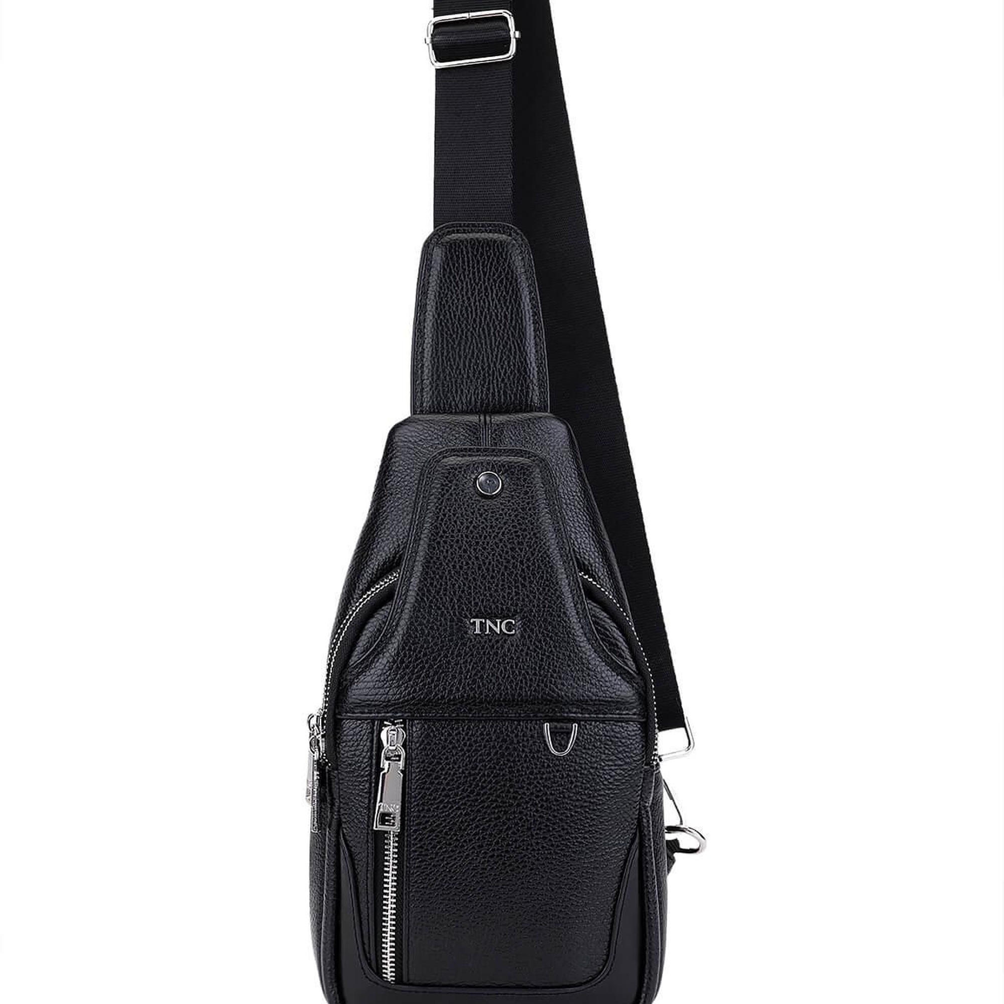 Tamer Tanca Erkek Hakiki Deri Siyah Floter Body Bag Çanta