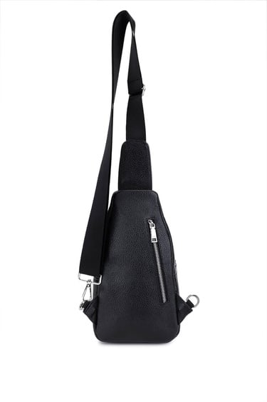  Tamer Tanca Erkek Hakiki Deri Siyah Floter Body Bag Çanta