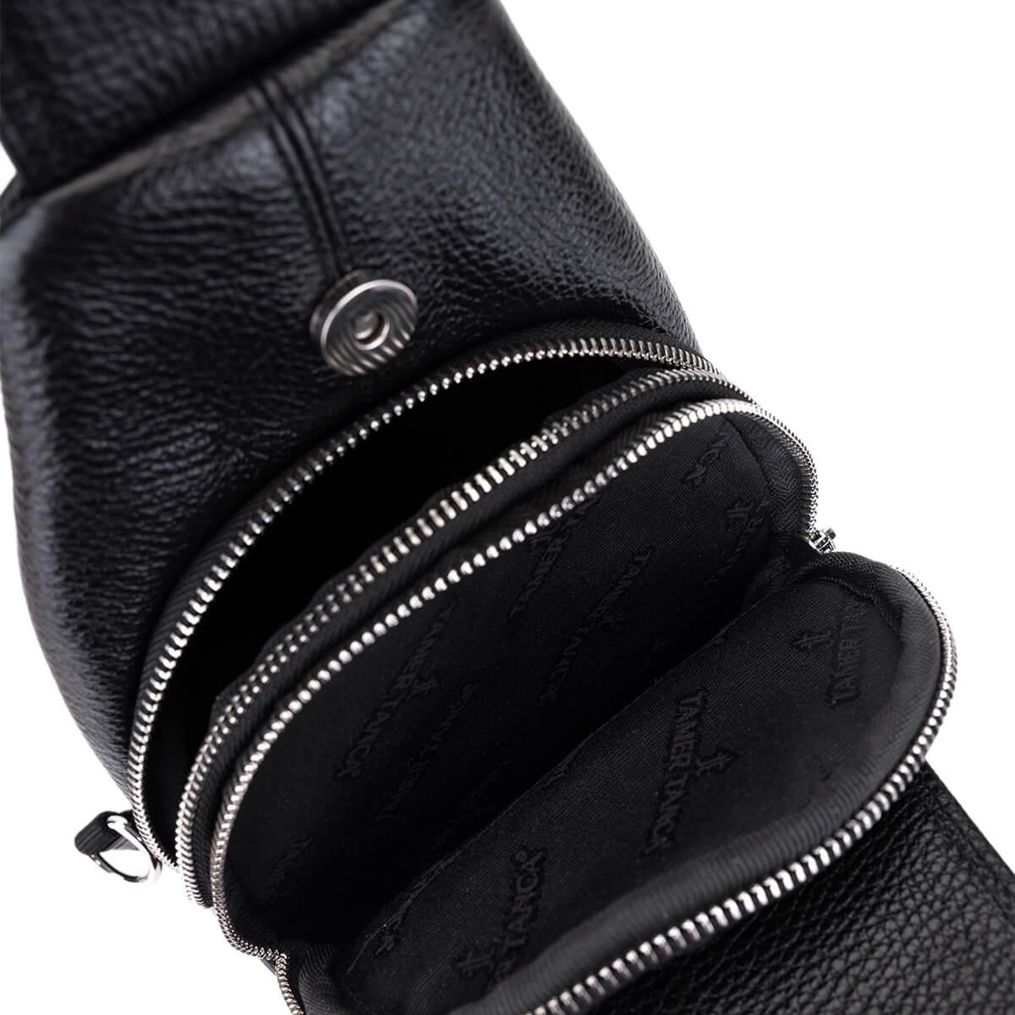 Tamer Tanca Erkek Hakiki Deri Siyah Floter Body Bag Çanta