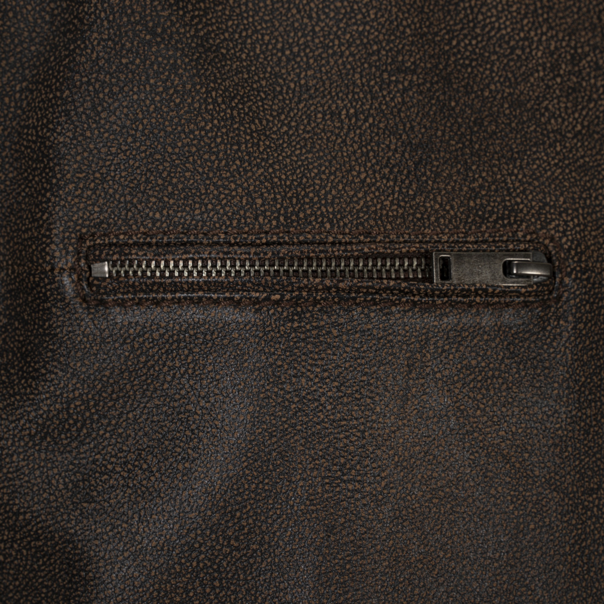 Erkek Kahve Hakim Yakalı Fit Deri Ceket