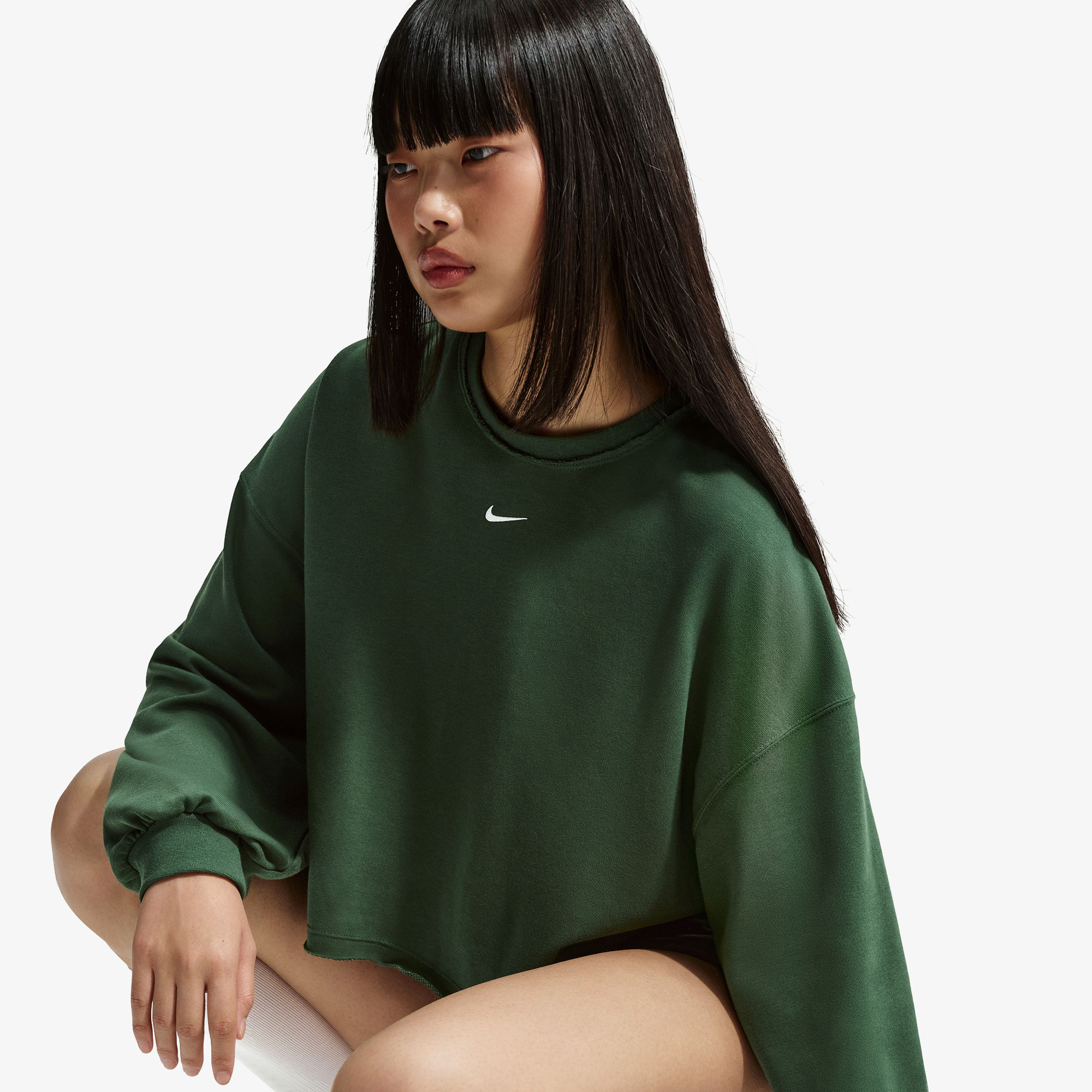  Nike Sportswear Chill Terry Kadın Yeşil Sweatshirt