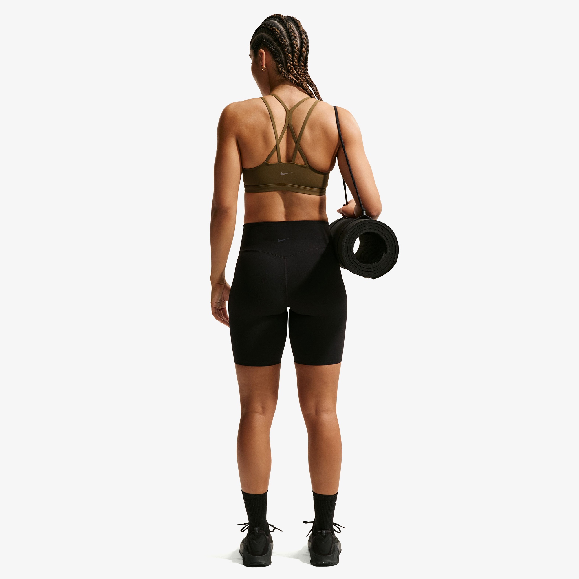 Nike Dri-Fit Zenvy Strappy Kadın Haki Bra