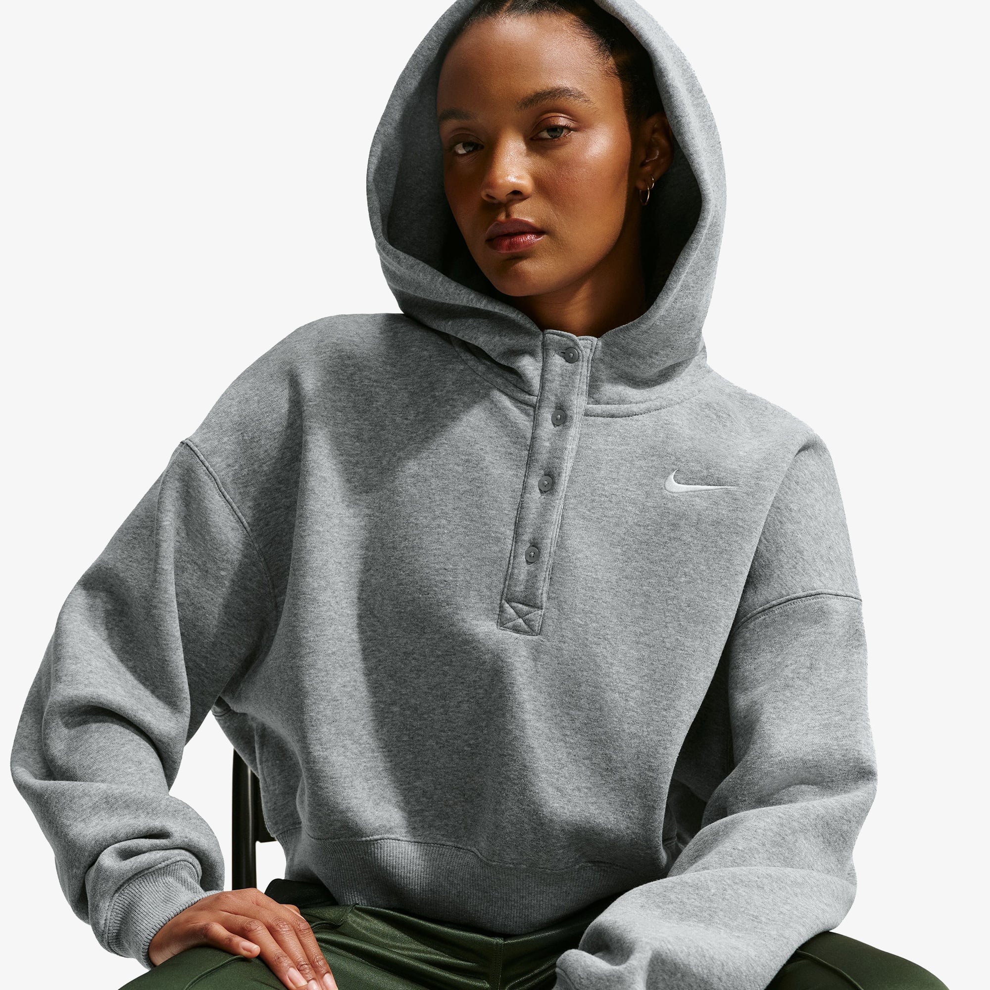 Nike Sportswear Phoenix Fleece Kadın Gri Hoodie