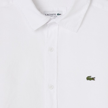  Lacoste Erkek Regular Fit Keten Beyaz Gömlek