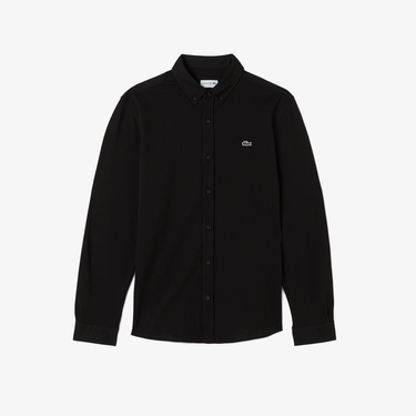  Lacoste Erkek Slim Fit Düğmeli Yaka Siyah Gömlek